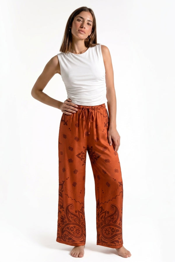 PANTALONE PALAZZO SATINATO FIORENZA AMADORI 9005