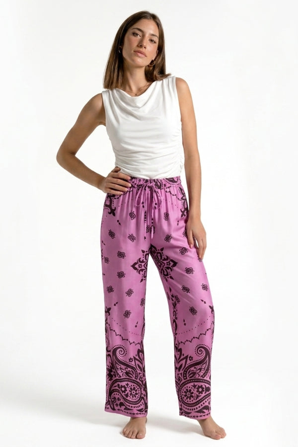 PANTALONE PALAZZO SATINATO FIORENZA AMADORI 9005