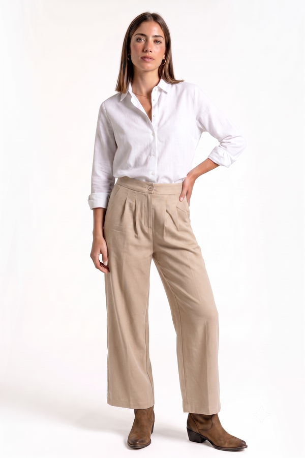 PANTALONE AMPIO CON PINCES FIORENZA AMADORI YV349