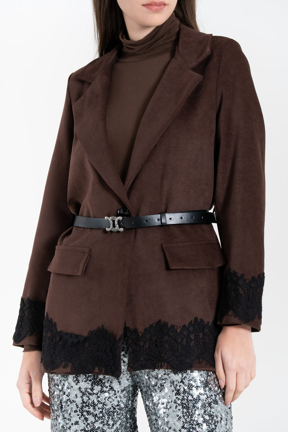 GIACCA DONNA IN VELLUTTO E PIZZO FIORENZA AMADORI MG206.858