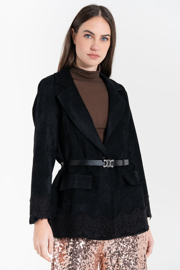 GIACCA DONNA IN VELLUTTO E PIZZO FIORENZA AMADORI MG206.858