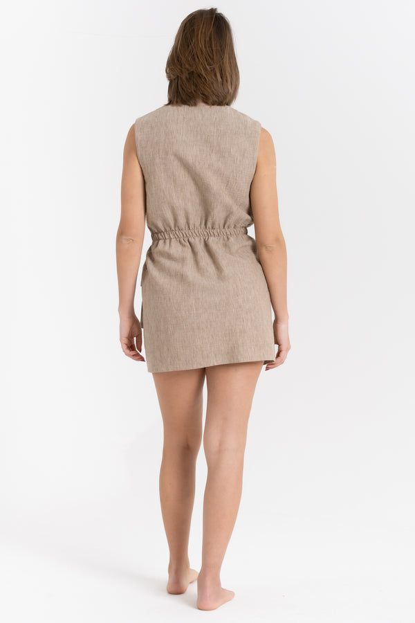 MINI DRESS SMANICATO EFFETTO LINO FIORENZA AMADORI FM261195