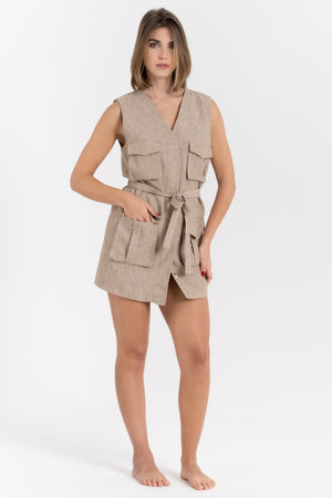 MINI DRESS SMANICATO EFFETTO LINO FIORENZA AMADORI FM261195