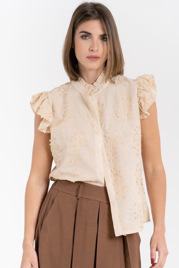 CAMICIA RICAMATA CON ROUCHES FIORENZA AMADORI 6712