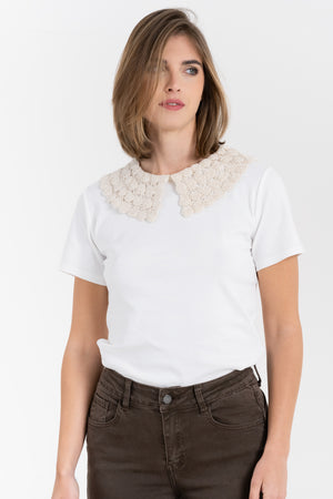 T-SHIRT CON COLLETTO RICAMATO FIORENZA AMADORI R2702