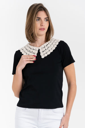 T-SHIRT CON COLLETTO RICAMATO FIORENZA AMADORI R2702