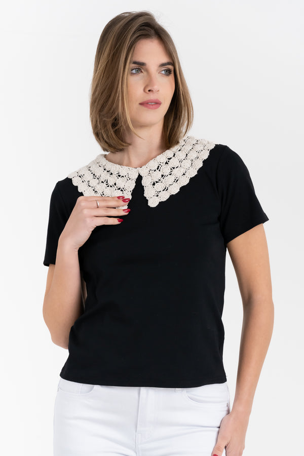 T-SHIRT CON COLLETTO RICAMATO FIORENZA AMADORI R2702