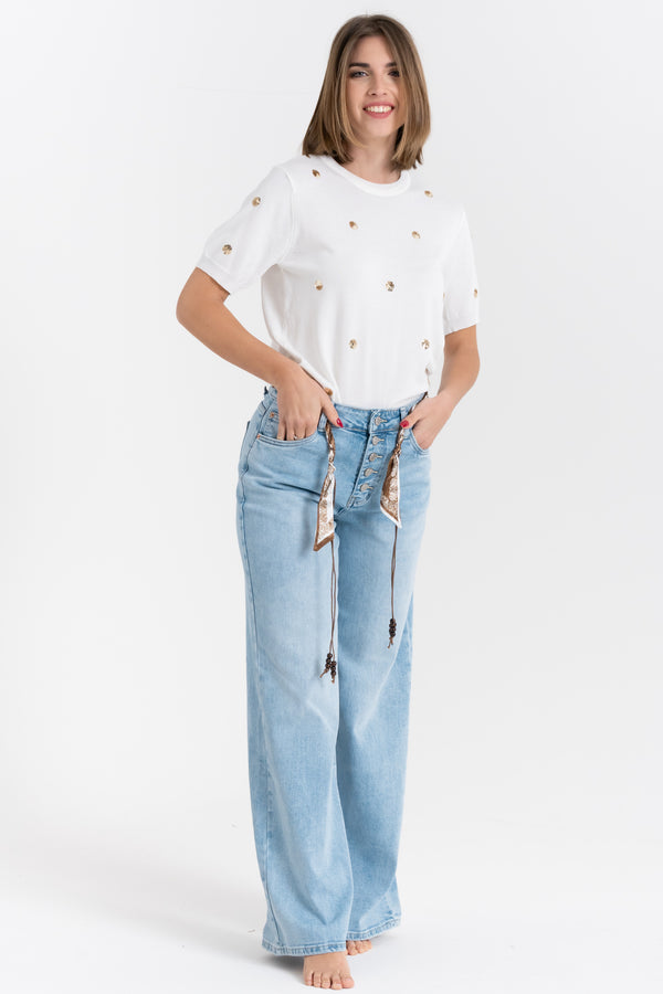 JEANS WIDE LEG CON CINTURA FIORENZA AMADORI WH3560