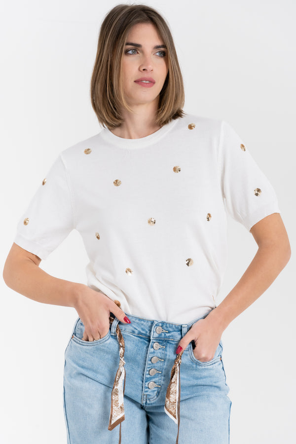 MAGLIA POIS IN PAILLETTES FIORENZA AMADORI 57758