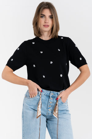 MAGLIA POIS IN PAILLETTES FIORENZA AMADORI 57758