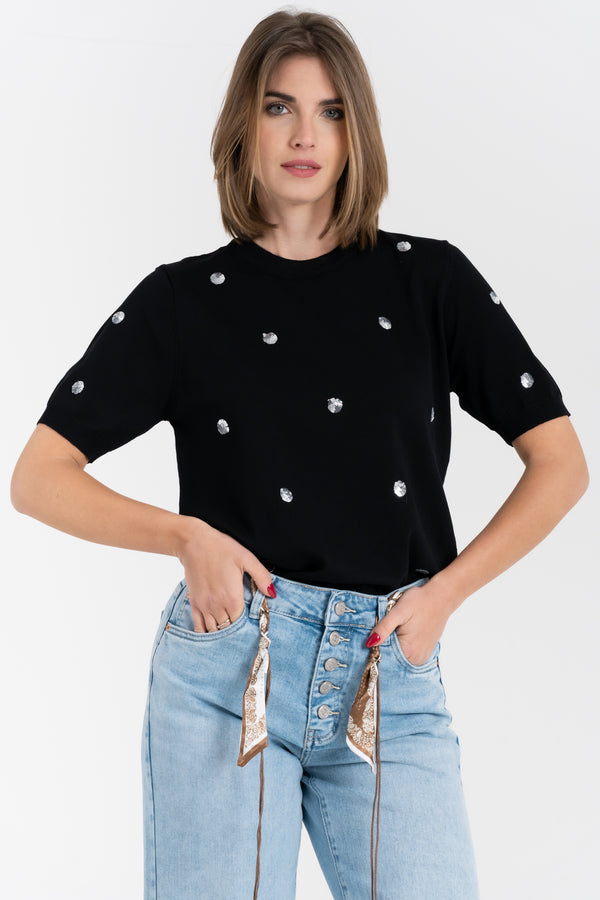 MAGLIA POIS IN PAILLETTES FIORENZA AMADORI 57758