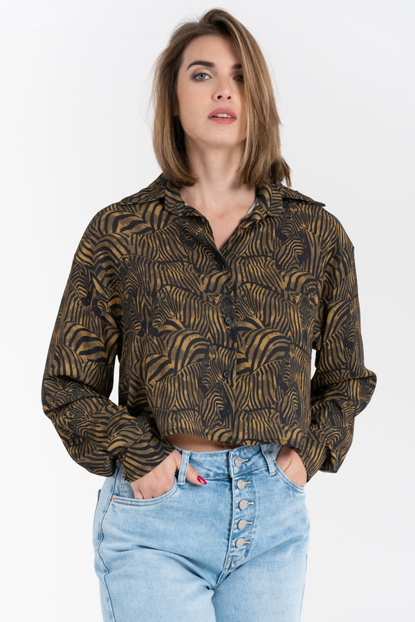CAMICIA CROP ANIMALIER FIORENZA AMADORI FM261256
