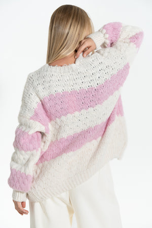 CARDIGAN DONNA DI LANA FANTASIA A RIGHE FIORENZA AMADORI C30815