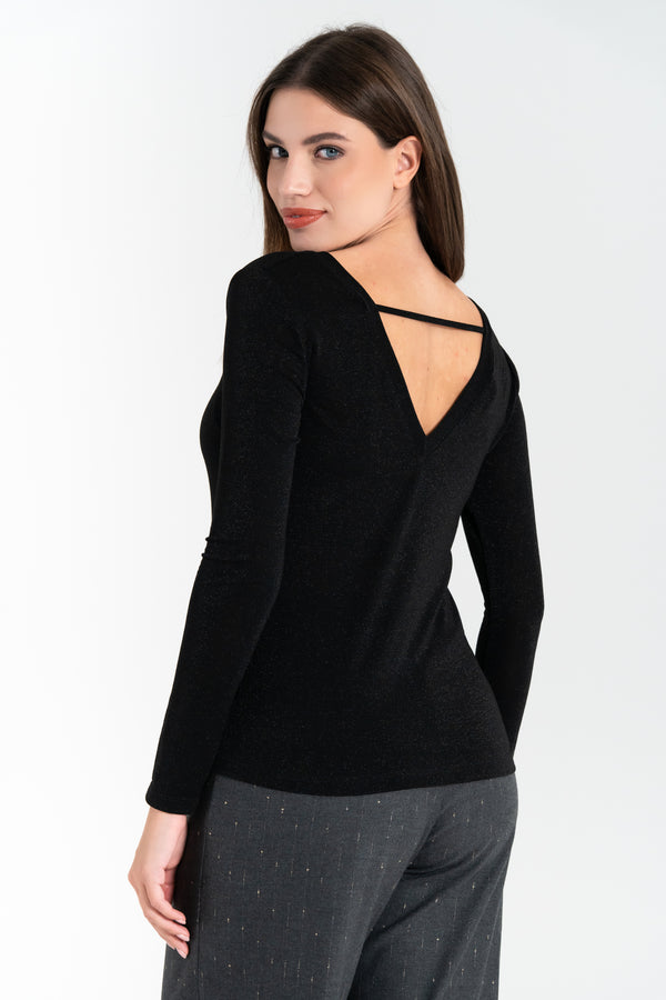 MAGLIA DONNA IN LUREX SCOLLO V FIORENZA AMADORI M1475