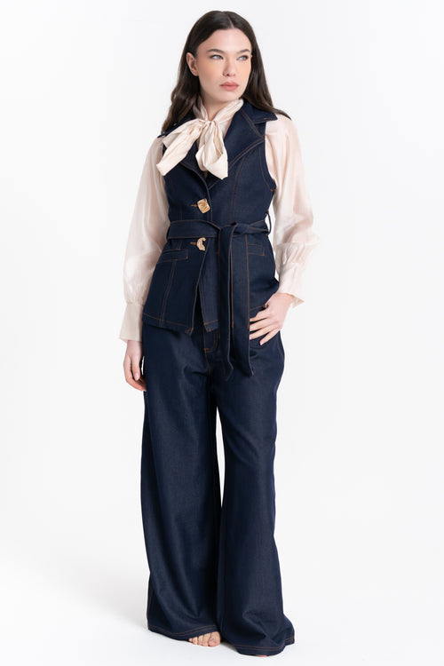 GILET DENIM CON BOTTONI GIOIELLO FIORENZA AMADORI Z-22