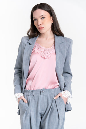 TOP IN RASO CON PIZZO FIORENZA AMADORI MM357.880