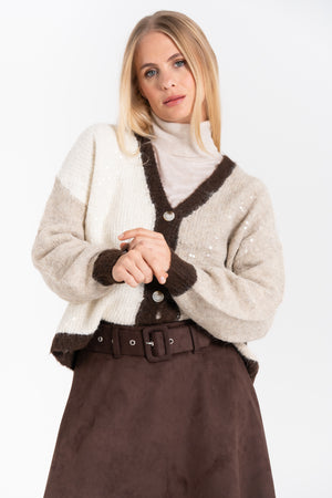 CARDIGAN DONNA CON PAILLETES FIORENZA AMADORI V5018