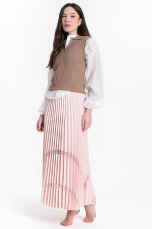 GONNA LUNGA PLISSE' CON INSERTO IN PIZZO FIORENZA AMADORI 530421