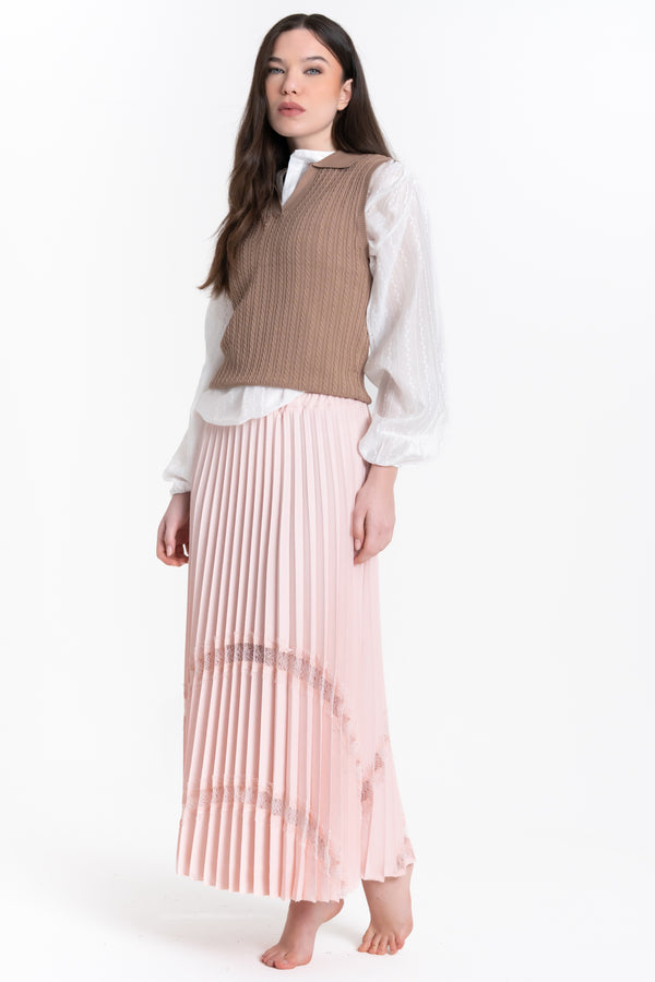 GONNA LUNGA PLISSE' CON INSERTO IN PIZZO FIORENZA AMADORI 530421