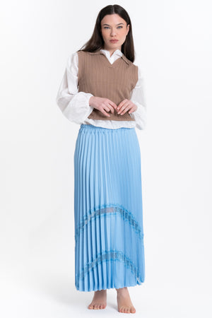 GONNA LUNGA PLISSE' CON INSERTO IN PIZZO FIORENZA AMADORI 530421