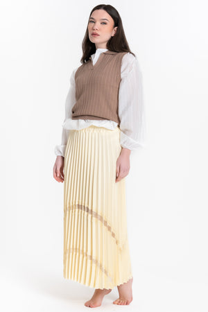 GONNA LUNGA PLISSE' CON INSERTO IN PIZZO FIORENZA AMADORI 530421