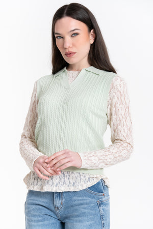 POLO IN MAGLIA A TRECCE FIORENZA AMADORI GG-33790