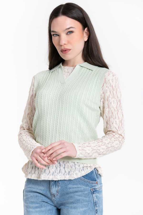 POLO IN MAGLIA A TRECCE FIORENZA AMADORI GG-33790