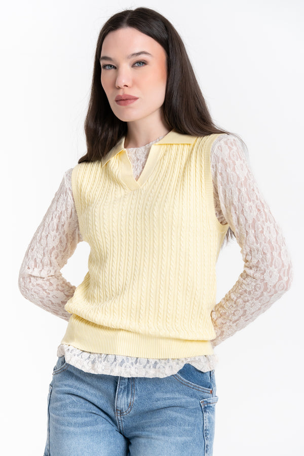 POLO IN MAGLIA A TRECCE FIORENZA AMADORI GG-33790