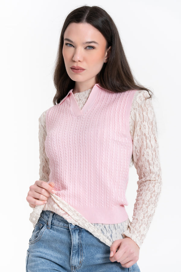 POLO IN MAGLIA A TRECCE FIORENZA AMADORI GG-33790
