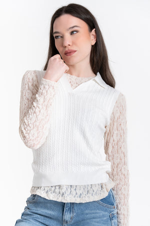 POLO IN MAGLIA A TRECCE FIORENZA AMADORI GG-33790