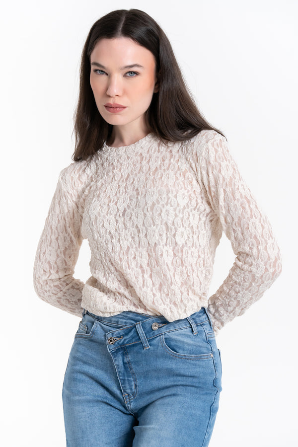 MAGLIA IN PIZZO MANICA LUNGA FIORENZA AMADORI 69152