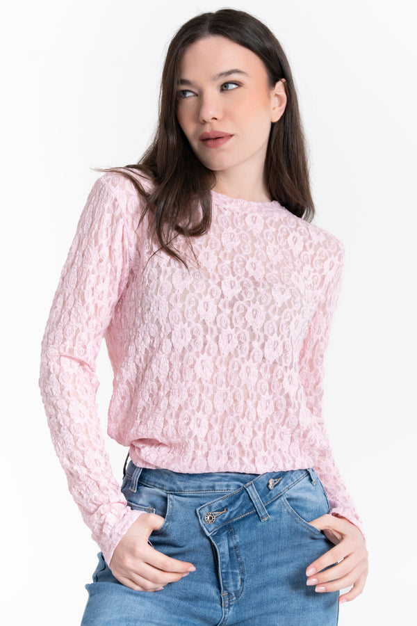 MAGLIA IN PIZZO MANICA LUNGA FIORENZA AMADORI 69152