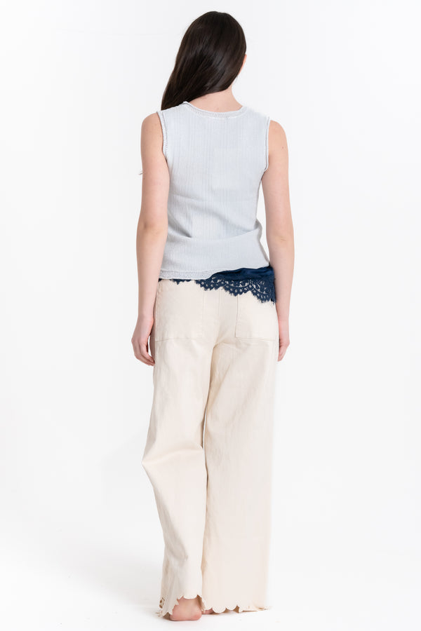JEANS PALAZZO CON RICAMO FIORENZA AMADORI Z-15
