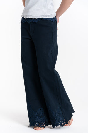 JEANS PALAZZO CON RICAMO FIORENZA AMADORI Z-15