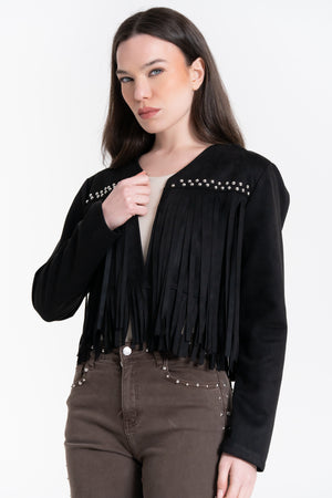 GIACCA SUEDE CON FRANGE E BORCHIE FIORENZA AMADORI 27586