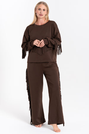 PANTALONE DONNA FELPATO FRANGE FIORENZA AMADORI 35113