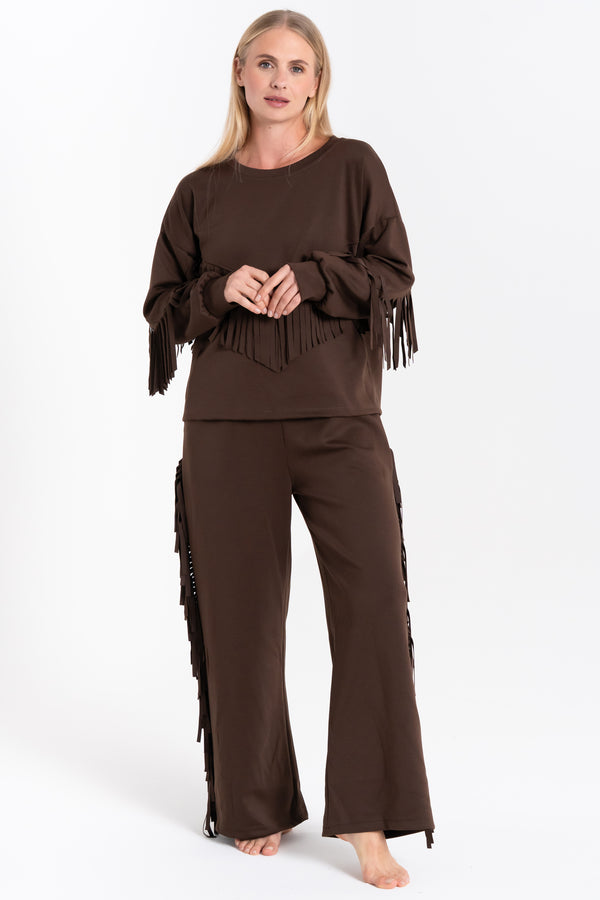 PANTALONE DONNA FELPATO FRANGE FIORENZA AMADORI 35113