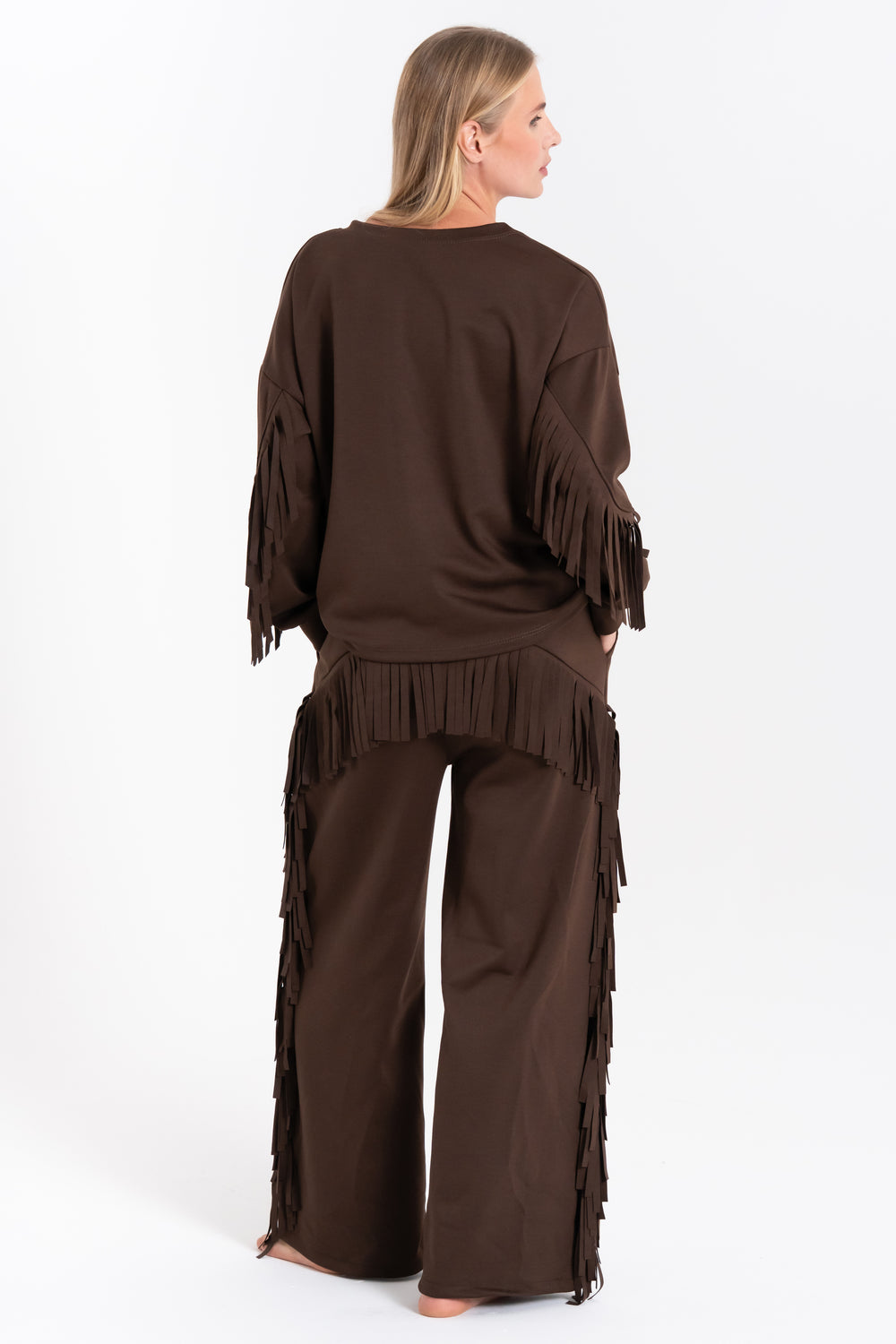 PANTALONE DONNA FELPATO FRANGE FIORENZA AMADORI 35113