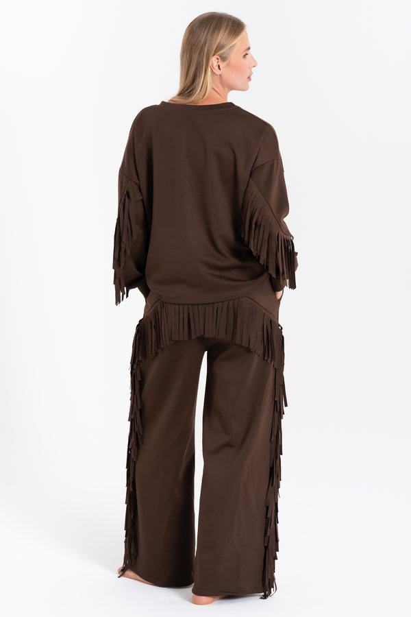 MAGLIA DONNA FELPATO FRANGE FIORENZA AMADORI 35130