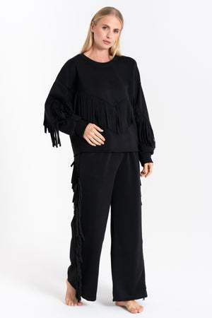 MAGLIA DONNA FELPATO FRANGE FIORENZA AMADORI 35130