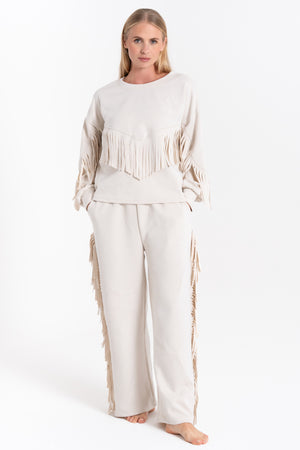 MAGLIA DONNA FELPATO FRANGE FIORENZA AMADORI 35130