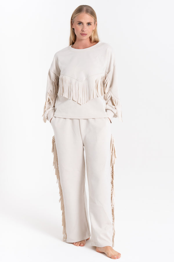 MAGLIA DONNA FELPATO FRANGE FIORENZA AMADORI 35130