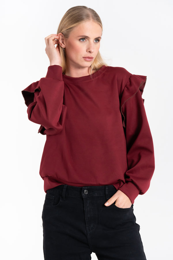 MAGLIA FELPATA DONNA CON BALZE FIORENZA AMADORI 35277