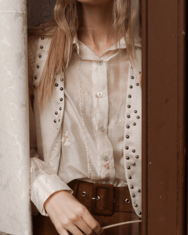 CAMICIA CON RICAMO FLOREALE FIORENZA AMADORI MC168.887