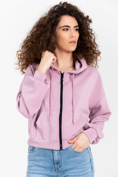 FELPA ZIP E CAPPUCCIO CROP FIORENZA AMADORI F6765T64