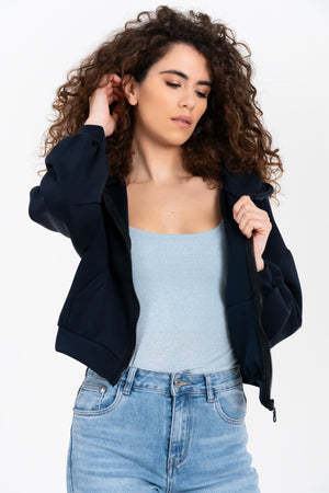 FELPA ZIP E CAPPUCCIO CROP FIORENZA AMADORI F6765T64
