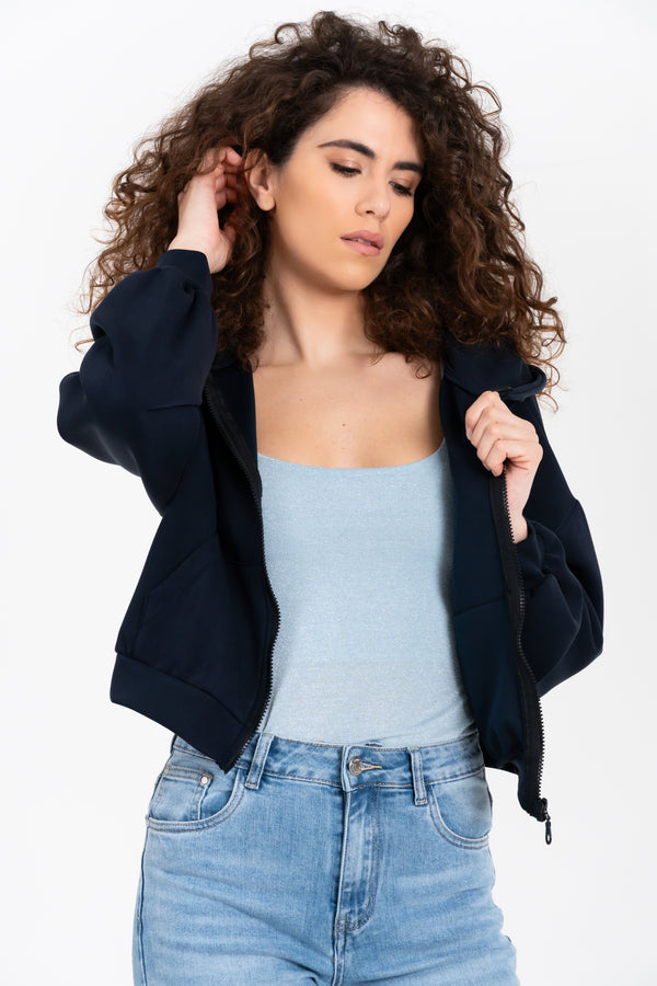 FELPA ZIP E CAPPUCCIO CROP FIORENZA AMADORI F6765T64