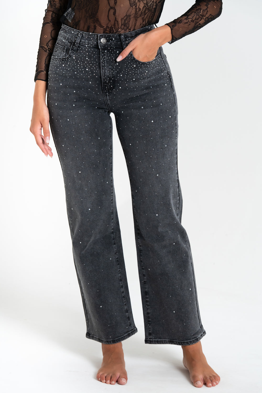JEANS WIDE DONNA CON STRASS FIORENZA AMADORI WH-3187