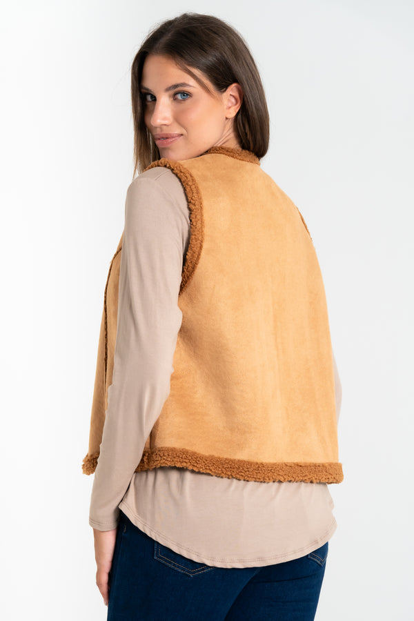 GILET DONNA PELUCHE CAMOSCIO FIORENZA AMADORI 85552