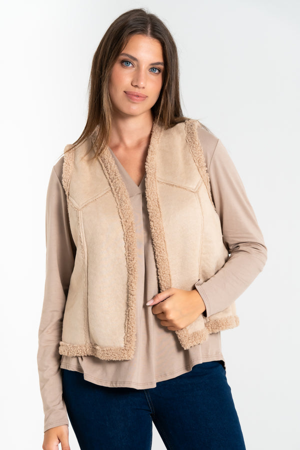 GILET DONNA PELUCHE CAMOSCIO FIORENZA AMADORI 85552